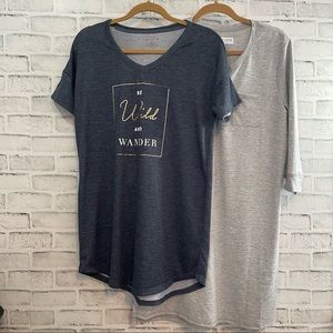 TWO Sleep Nightshirts Danskin Navy V-neck and Karen Neuburger Grey Henly  #L129